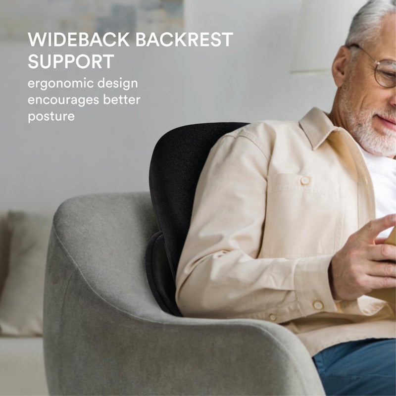 ObusForme Wideback Backrest Support - Wide Padded Seat Cushion and Lumbar Support Pillow, Portable Posture Support with Soft and Durable Foam - Image 2